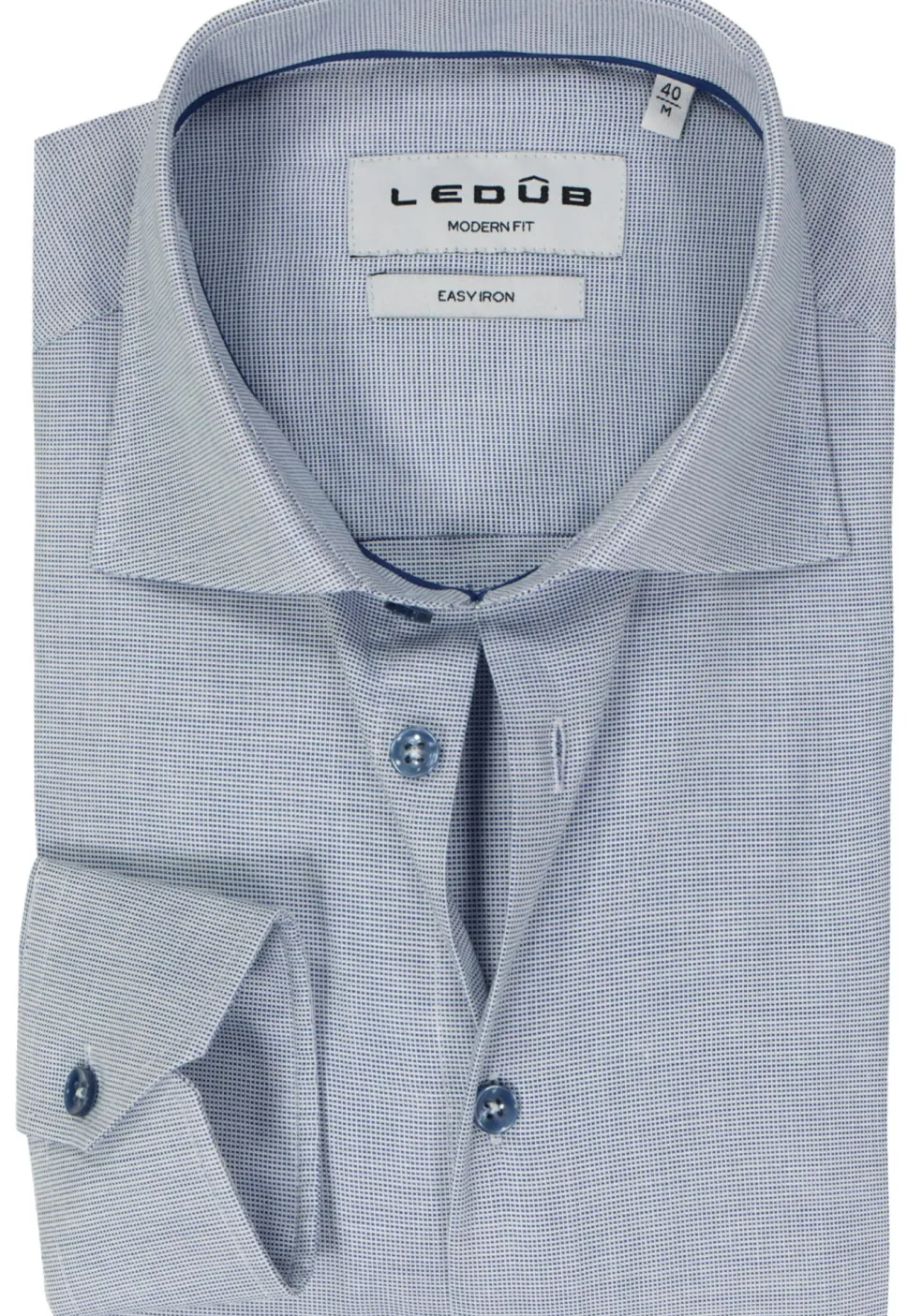 Ledub modern fit overhemd, popeline, donkerblauw