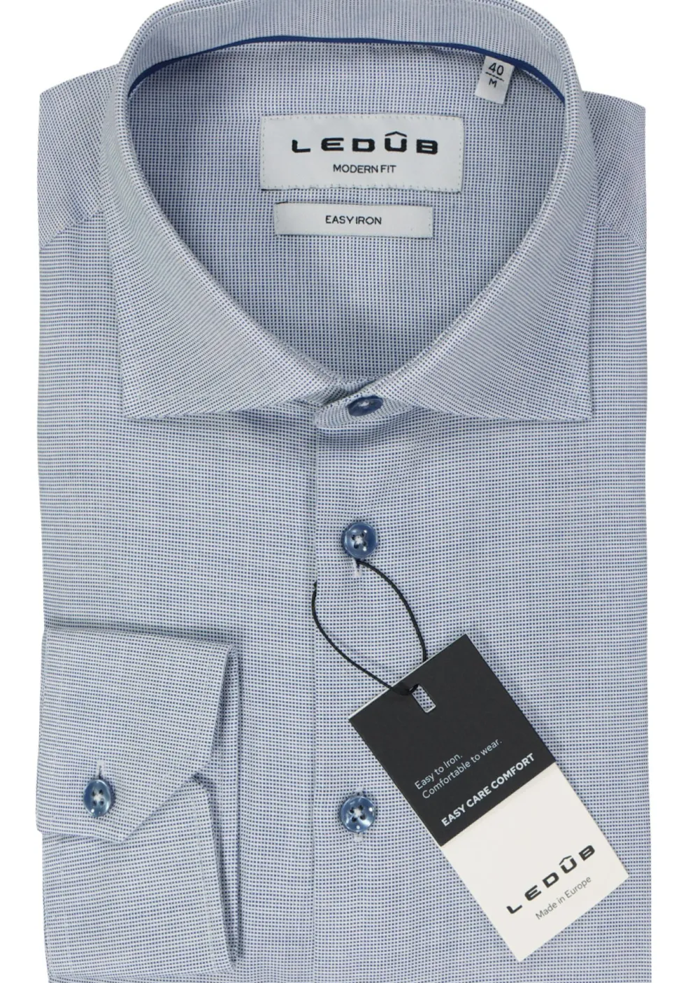 Ledub modern fit overhemd, popeline, donkerblauw