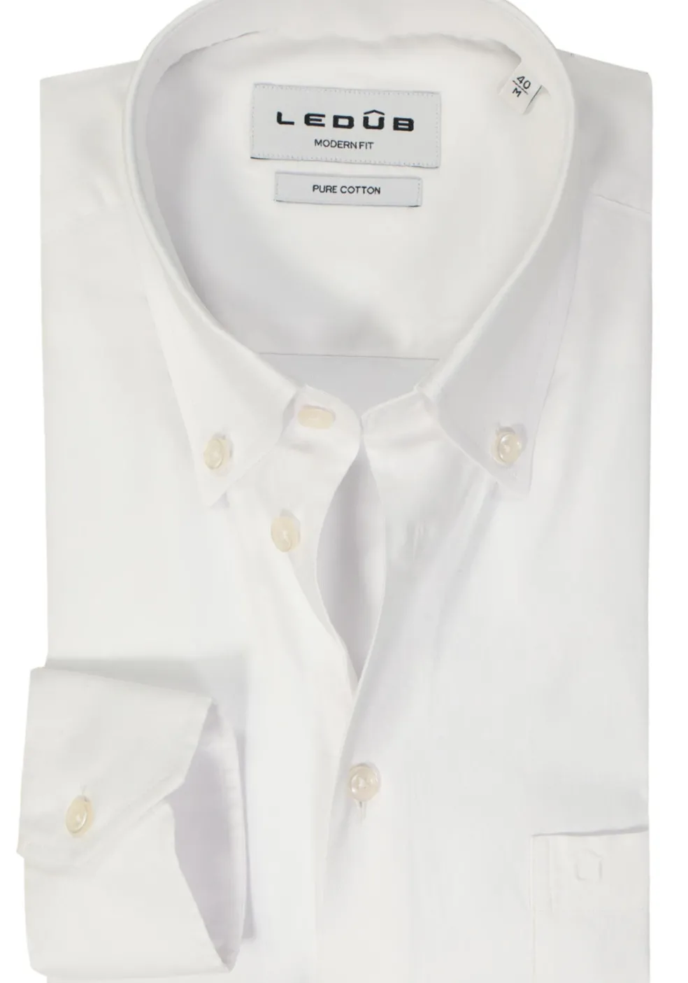 Ledub modern fit overhemd, popeline, wit