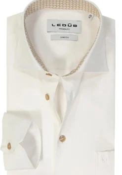 Ledub modern fit overhemd, popeline, wit