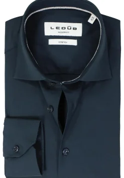 Ledub modern fit overhemd, popeline, donkerblauw