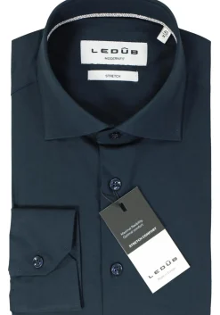 Ledub modern fit overhemd, popeline, donkerblauw