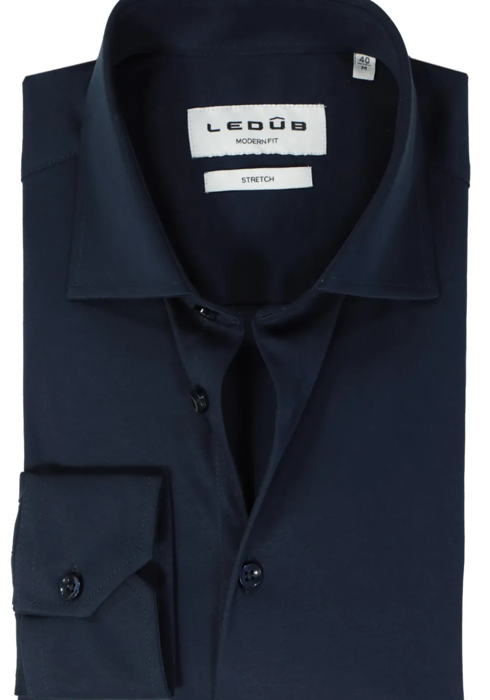 Ledub modern fit overhemd, popeline, donkerblauw