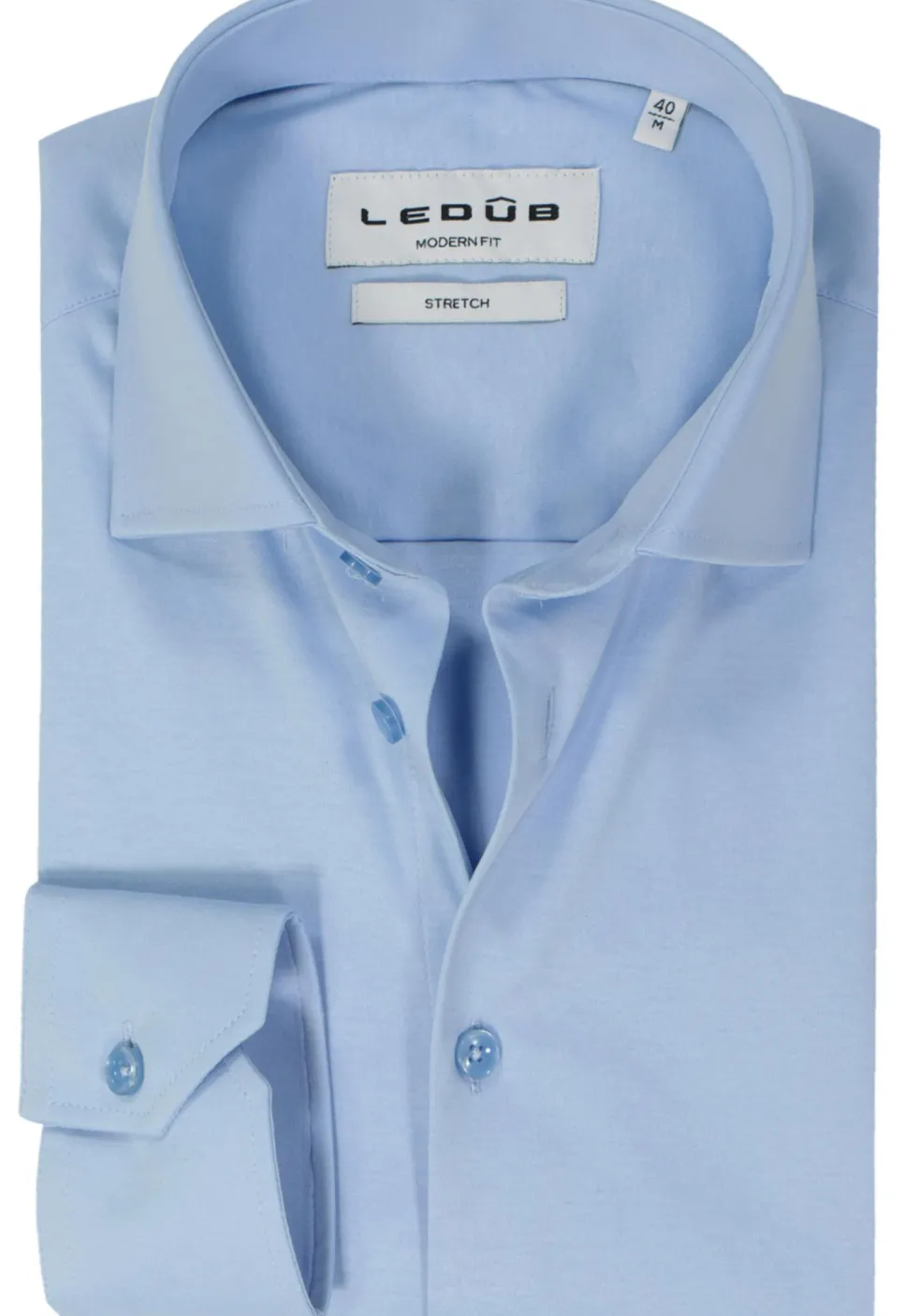 Ledub modern fit overhemd, popeline, lichtblauw