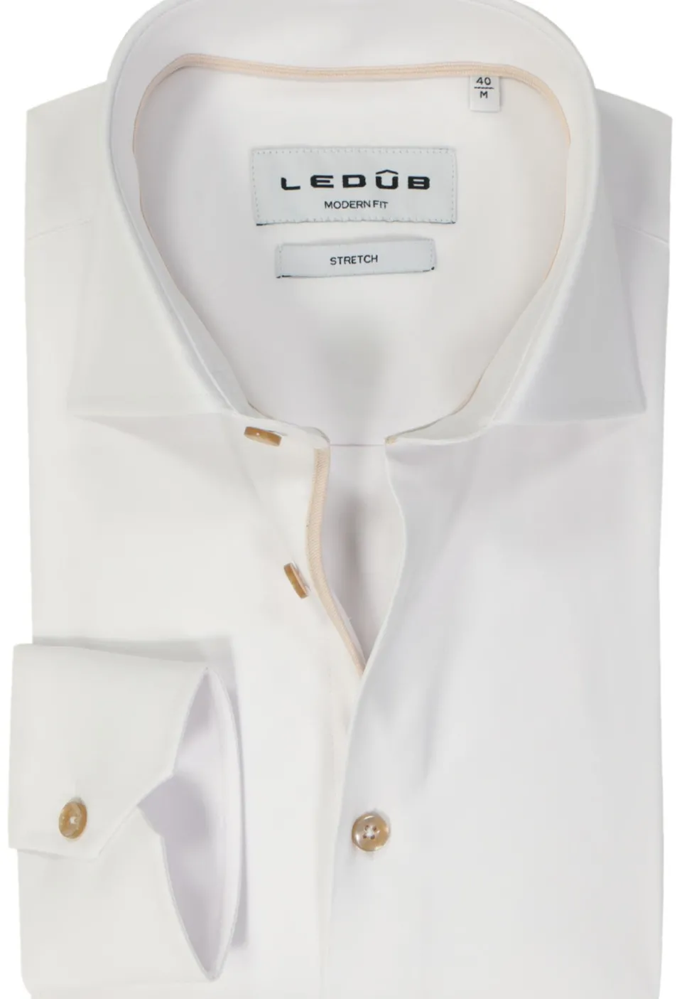 Ledub modern fit overhemd, popeline, wit