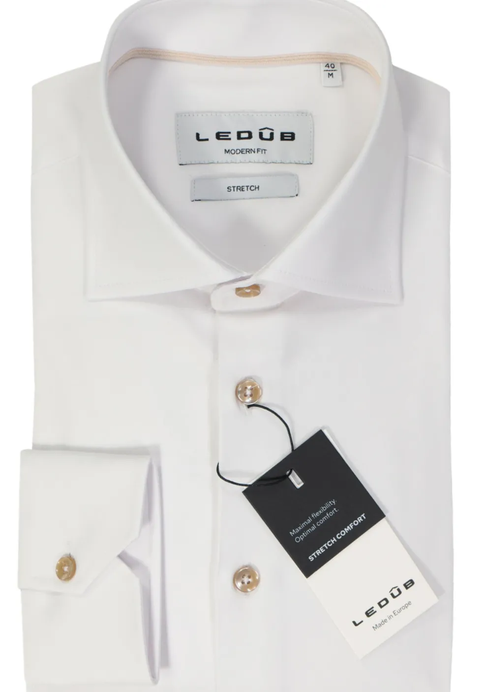 Ledub modern fit overhemd, popeline, wit