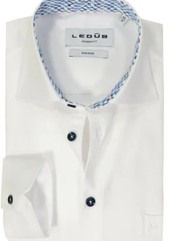 Ledub modern fit overhemd, popeline, wit