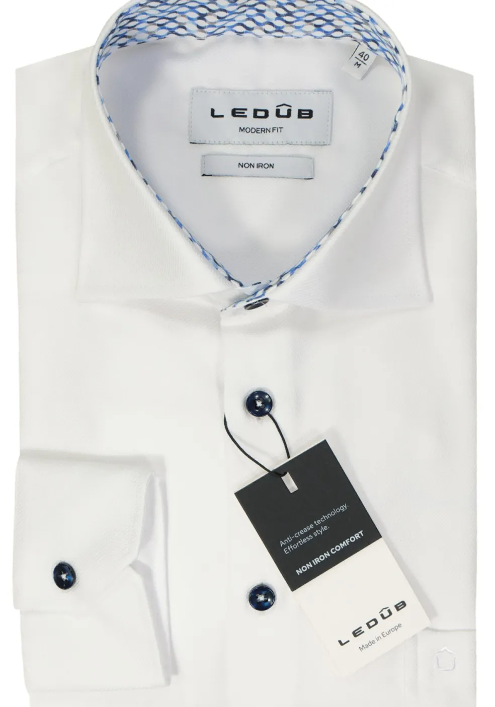 Ledub modern fit overhemd, popeline, wit