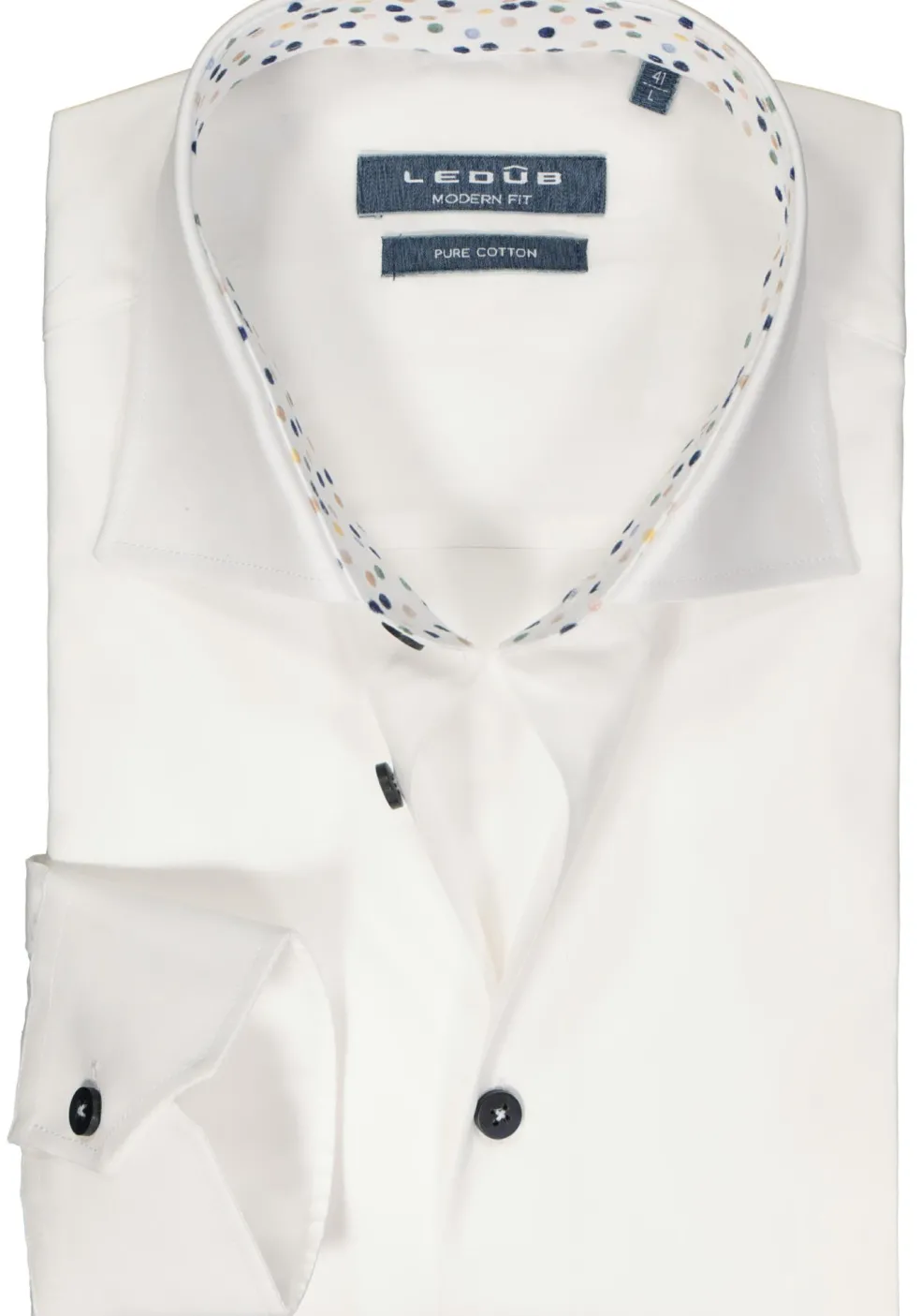 Ledub modern fit overhemd, popeline, wit