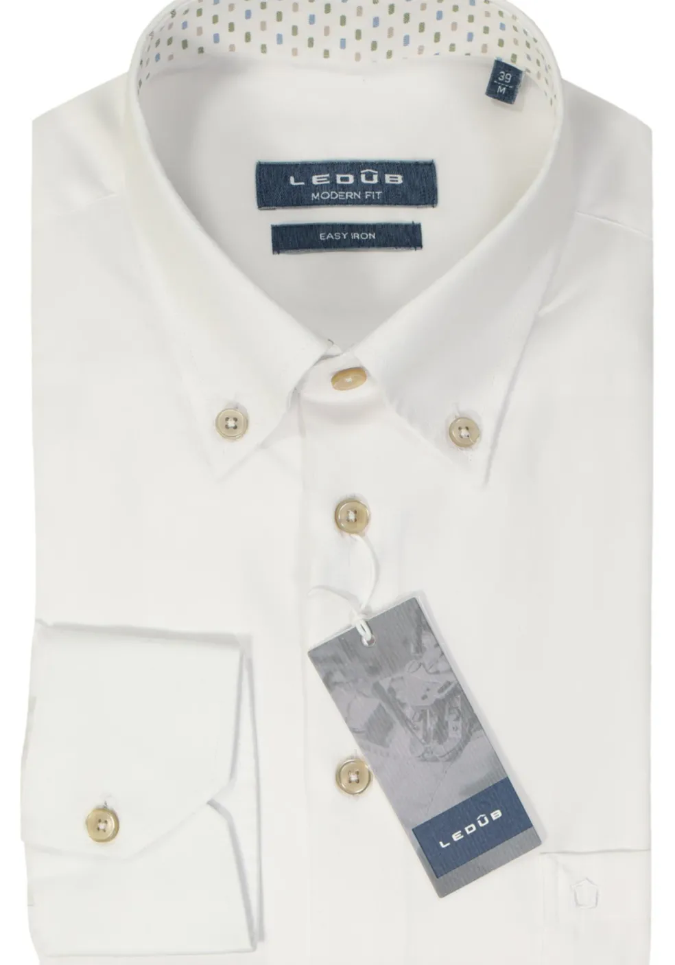 Ledub modern fit overhemd, popeline, wit