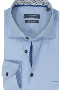 Ledub modern fit overhemd, twill, lichtblauw