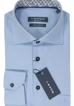 Ledub modern fit overhemd, twill, lichtblauw