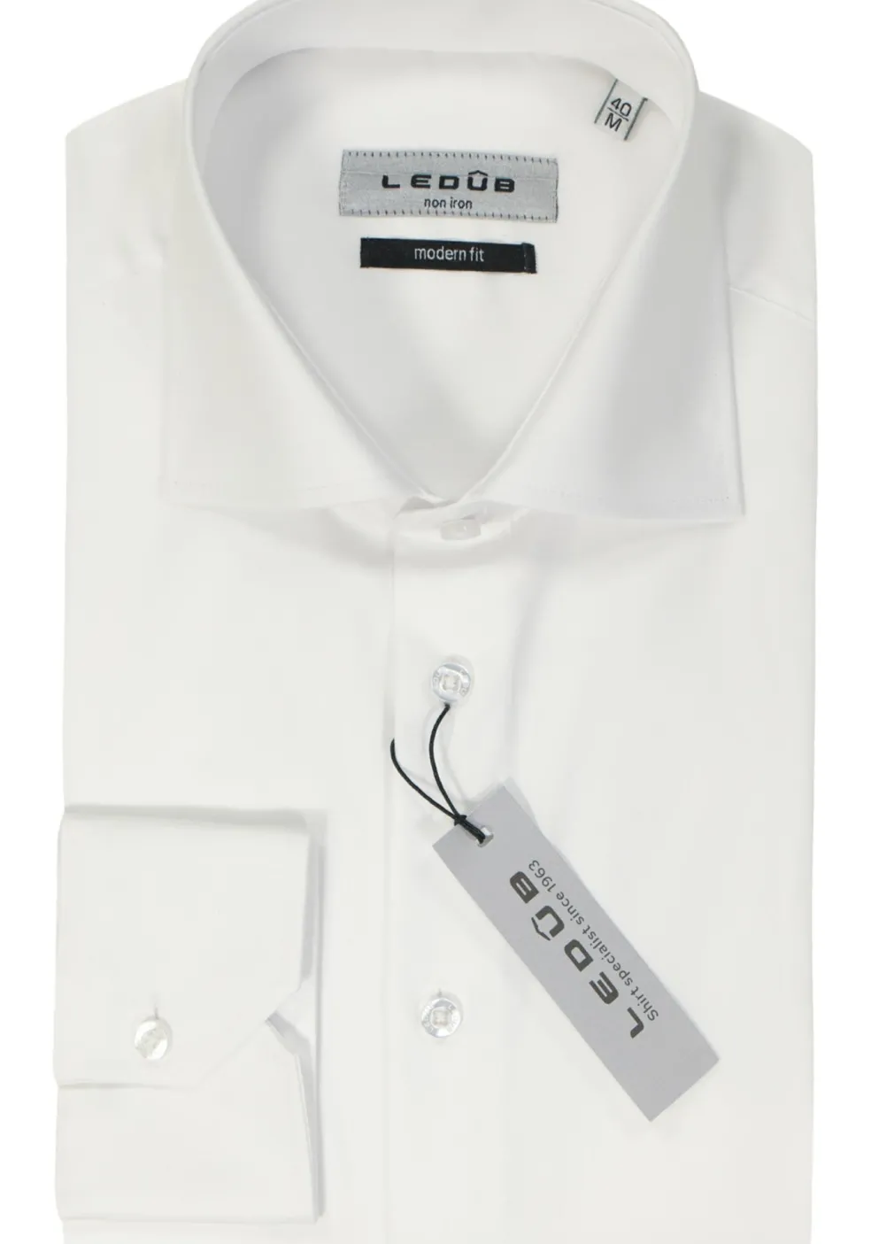Ledub modern fit overhemd, wit twill