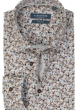 Ledub modern fit overhemd, wit met beige