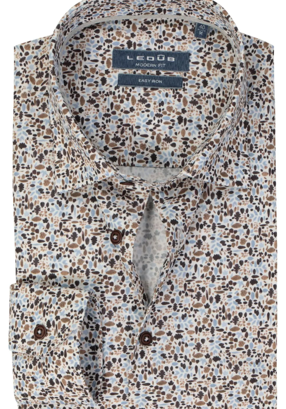 Ledub modern fit overhemd, wit met beige