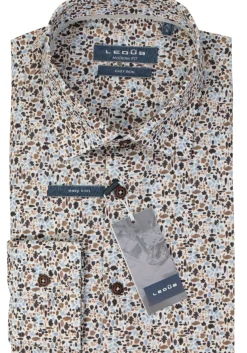 Ledub modern fit overhemd, wit met beige