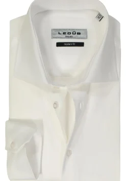 Ledub modern fit overhemd, wit twill