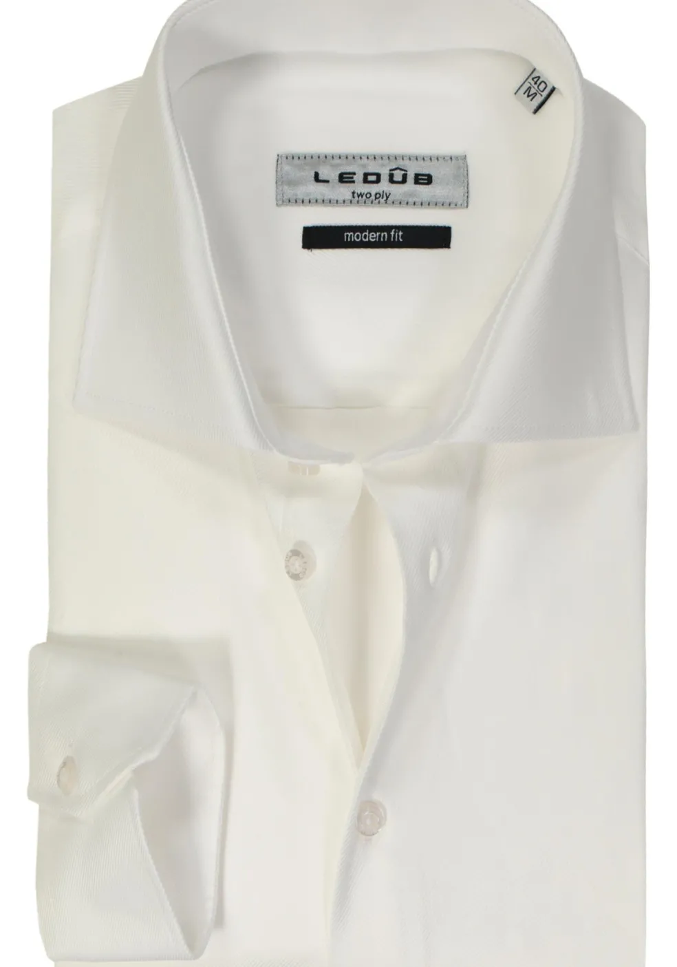 Ledub modern fit overhemd, wit twill