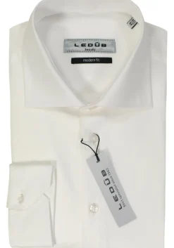 Ledub modern fit overhemd, wit twill