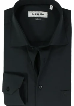 Ledub modern fit overhemd, zwart twill