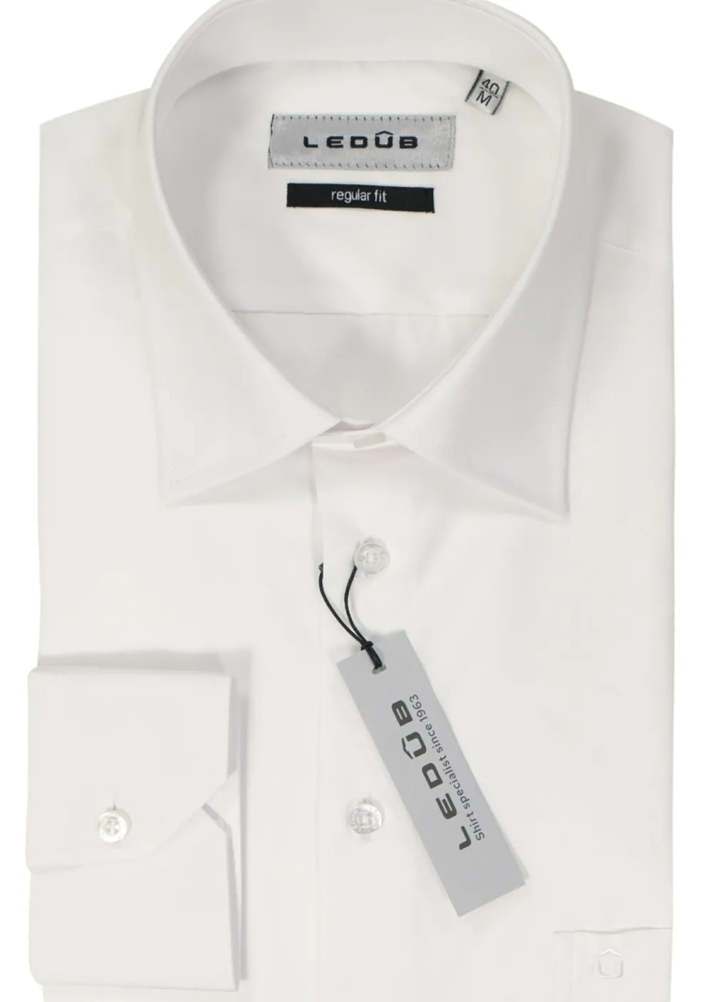 Ledub regular fit overhemd, wit
