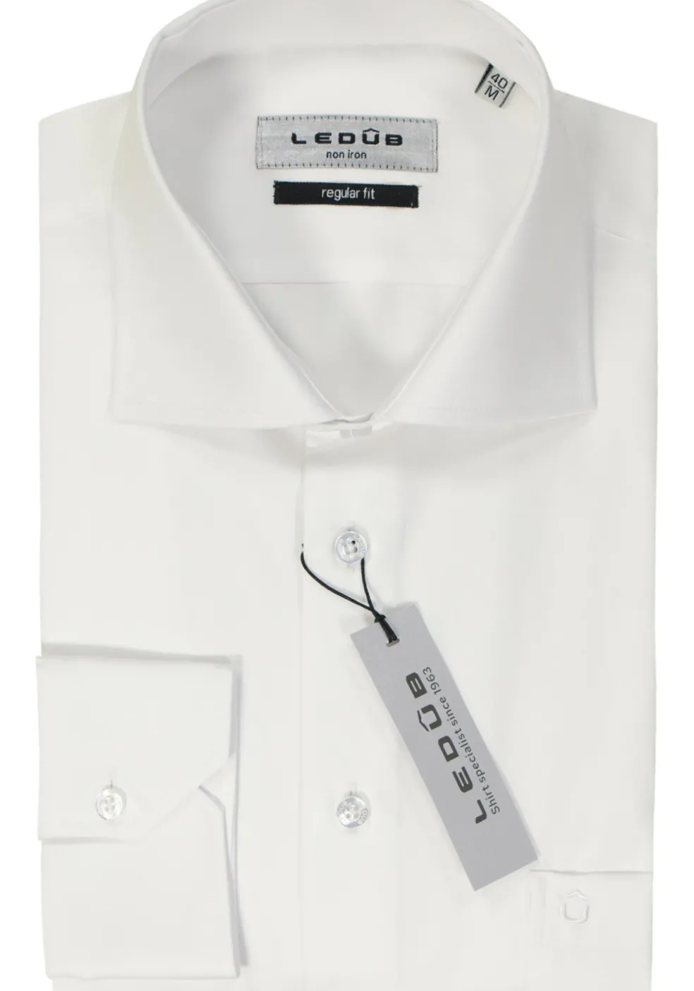 Ledub regular fit overhemd, wit twill