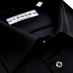 Ledub regular fit overhemd, zwart