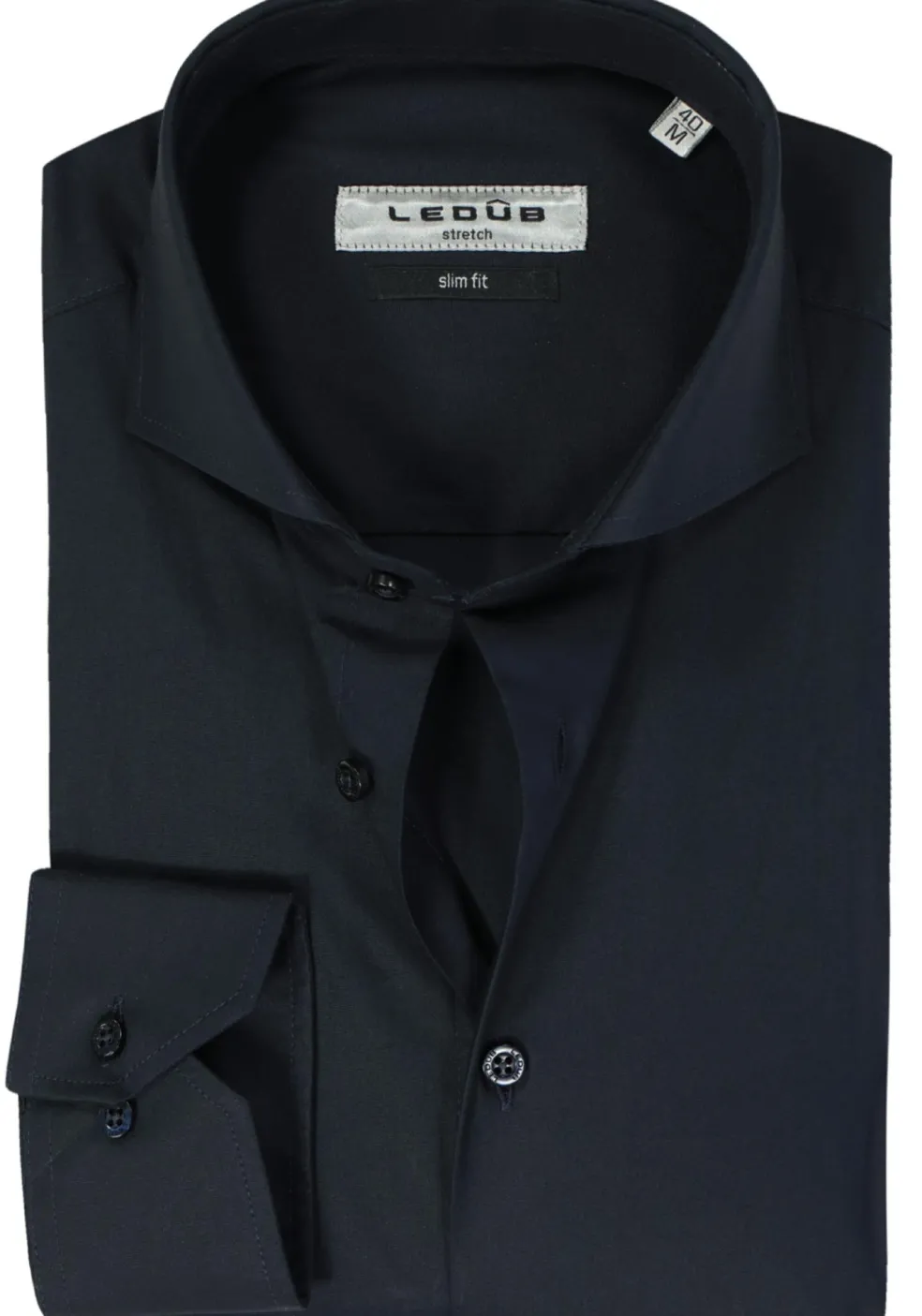 Ledub slim fit overhemd, donkerblauw