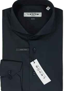 Ledub slim fit overhemd, donkerblauw
