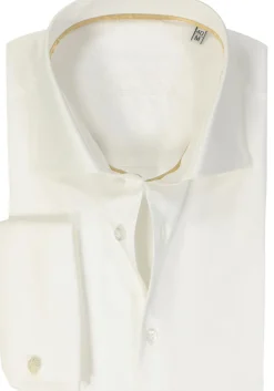 Ledub slim fit overhemd, dubbele manchet, beige twill