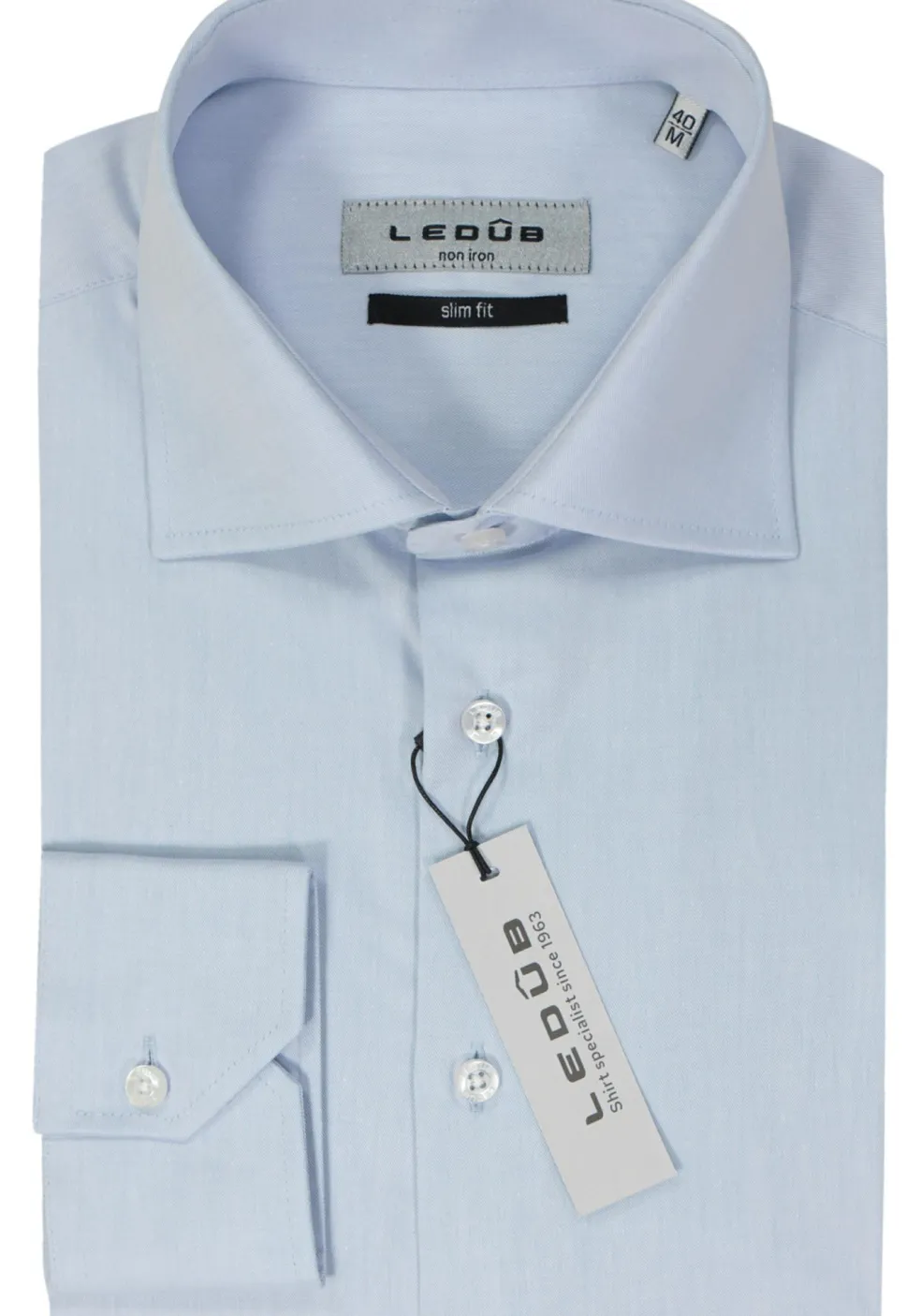 Ledub slim fit overhemd, lichtblauw twill