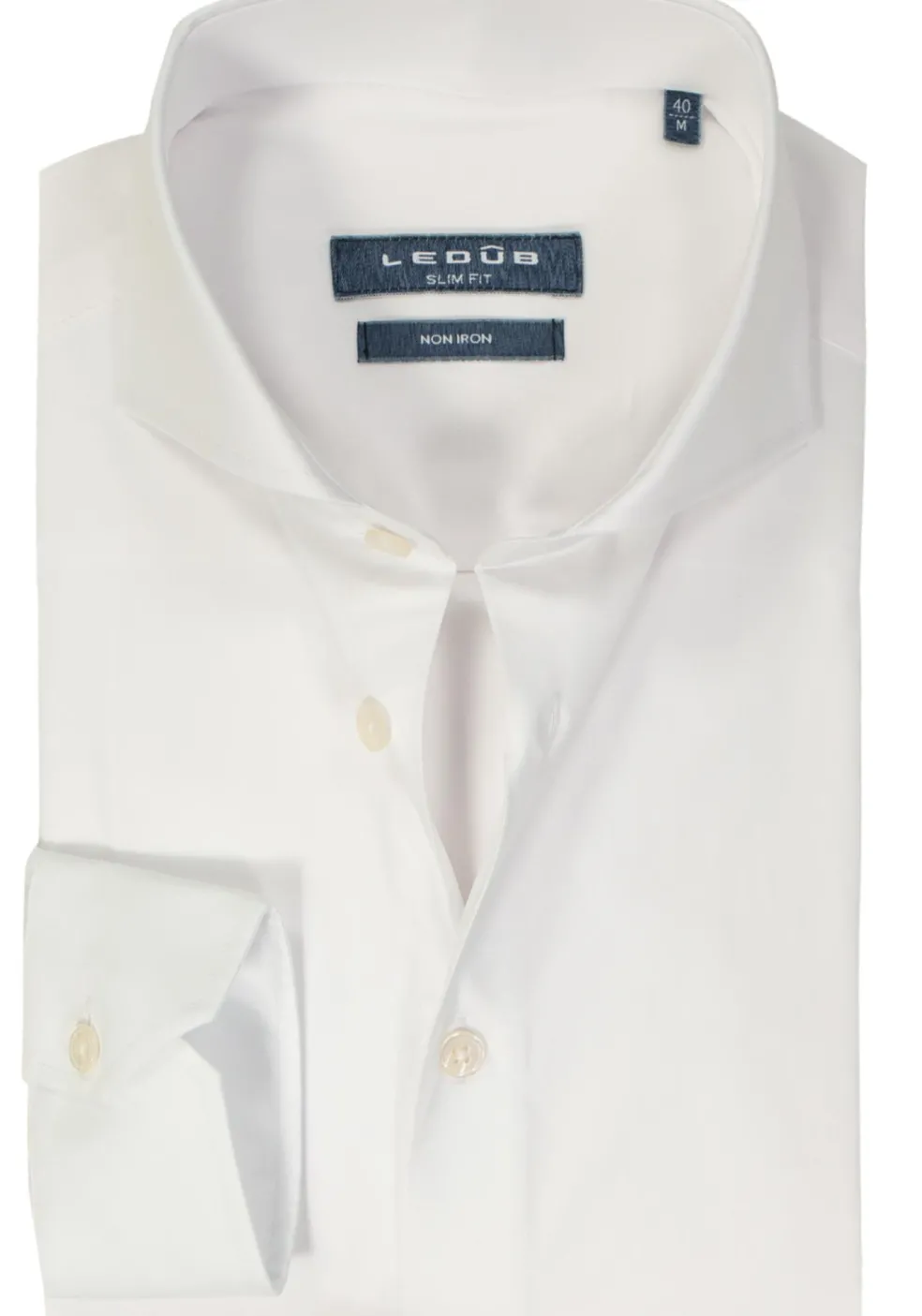 Ledub slim fit overhemd, mouwlengte 72 cm, wit