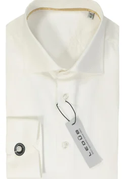 Ledub slim fit overhemd, mouwlengte 7, beige twill