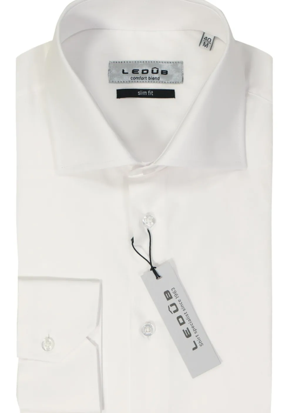Ledub slim fit overhemd, wit