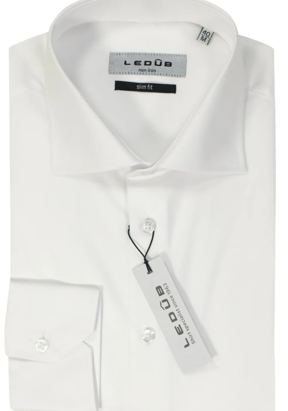 Ledub slim fit overhemd, wit twill