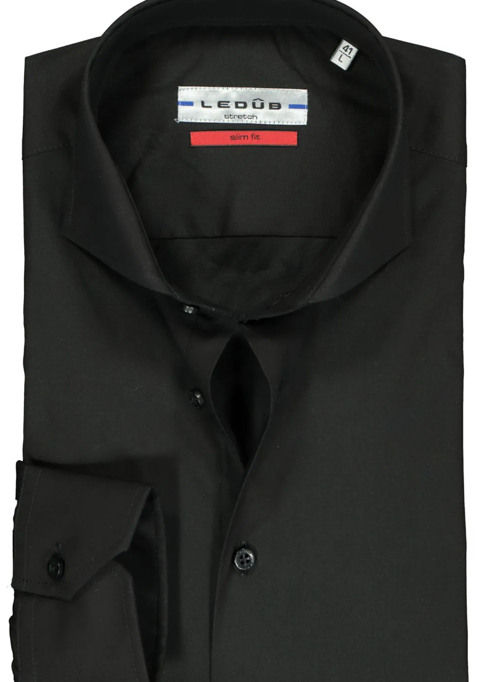 Ledub slim fit overhemd, zwart