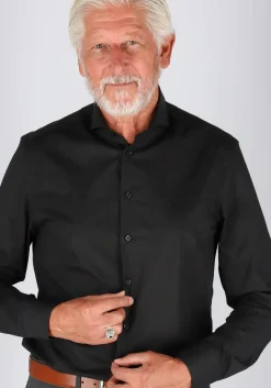 Ledub slim fit overhemd, zwart