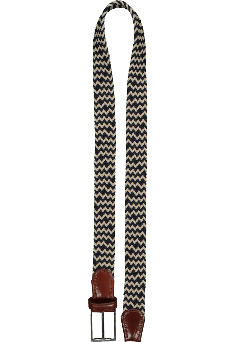 LINDENMANN elastische heren riem, blauw met beige