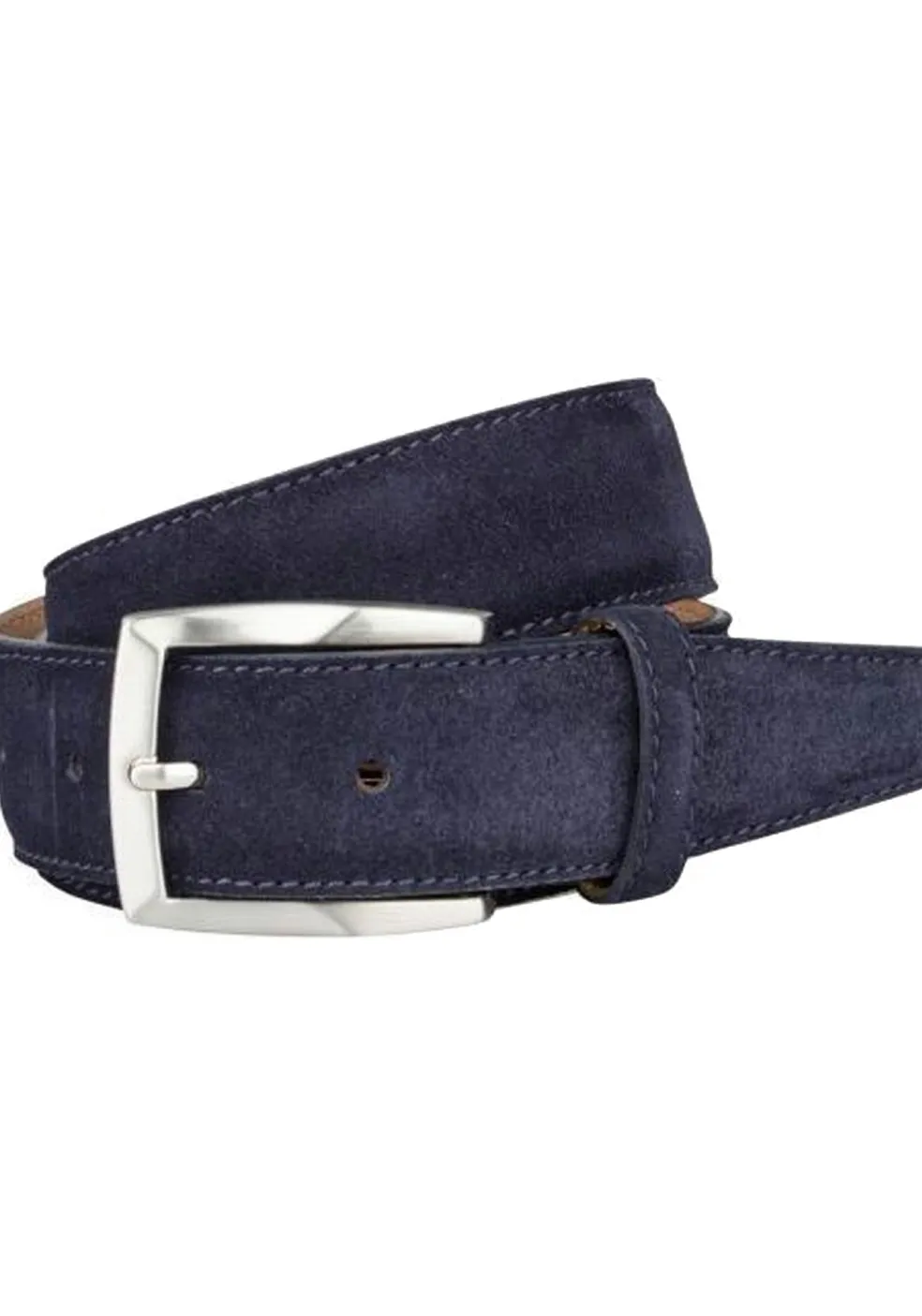 LINDENMANN suede leren heren riem, marine blauw