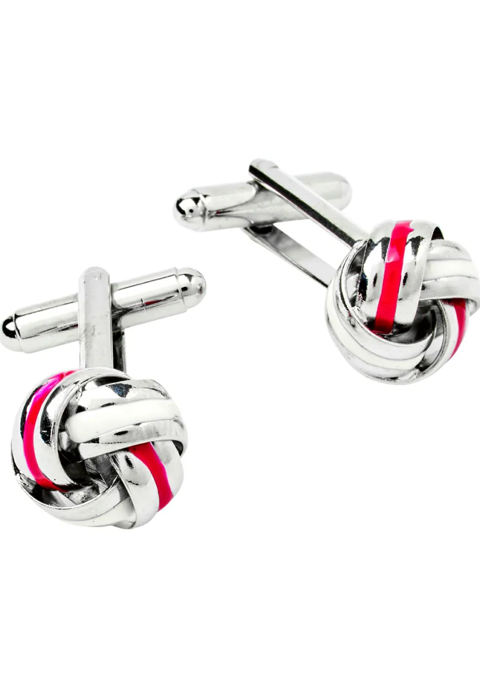 Manchetknopen zilver, wit en rood knoop