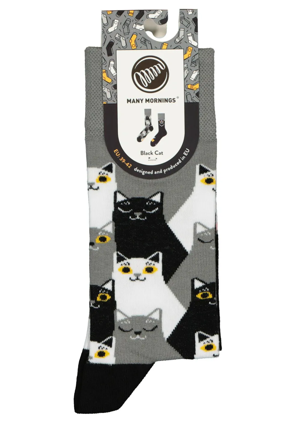 Many Mornings unisex sokken Black Cat