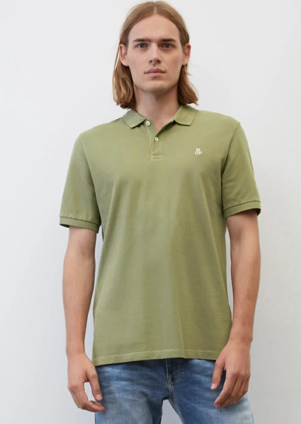 Marc O'Polo regular fit polo, heren poloshirt, olijfgroen