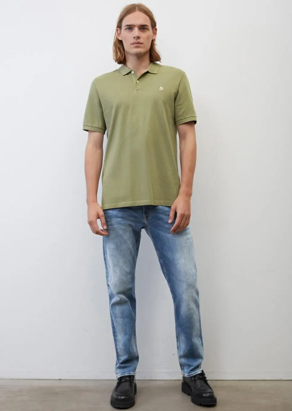 Marc O'Polo regular fit polo, heren poloshirt, olijfgroen