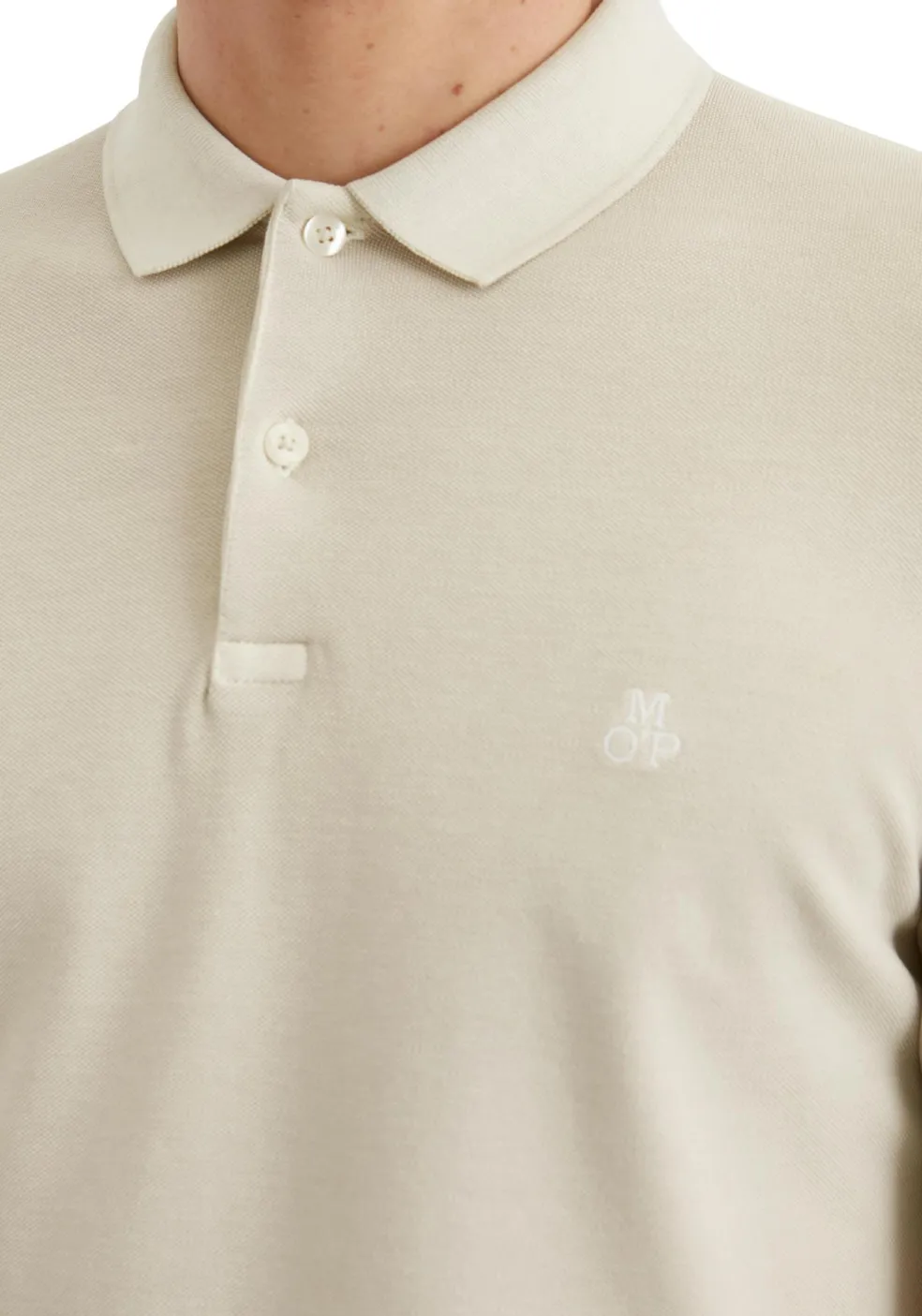 Marc O'Polo regular fit polo, heren poloshirt korte mouw, offwhite