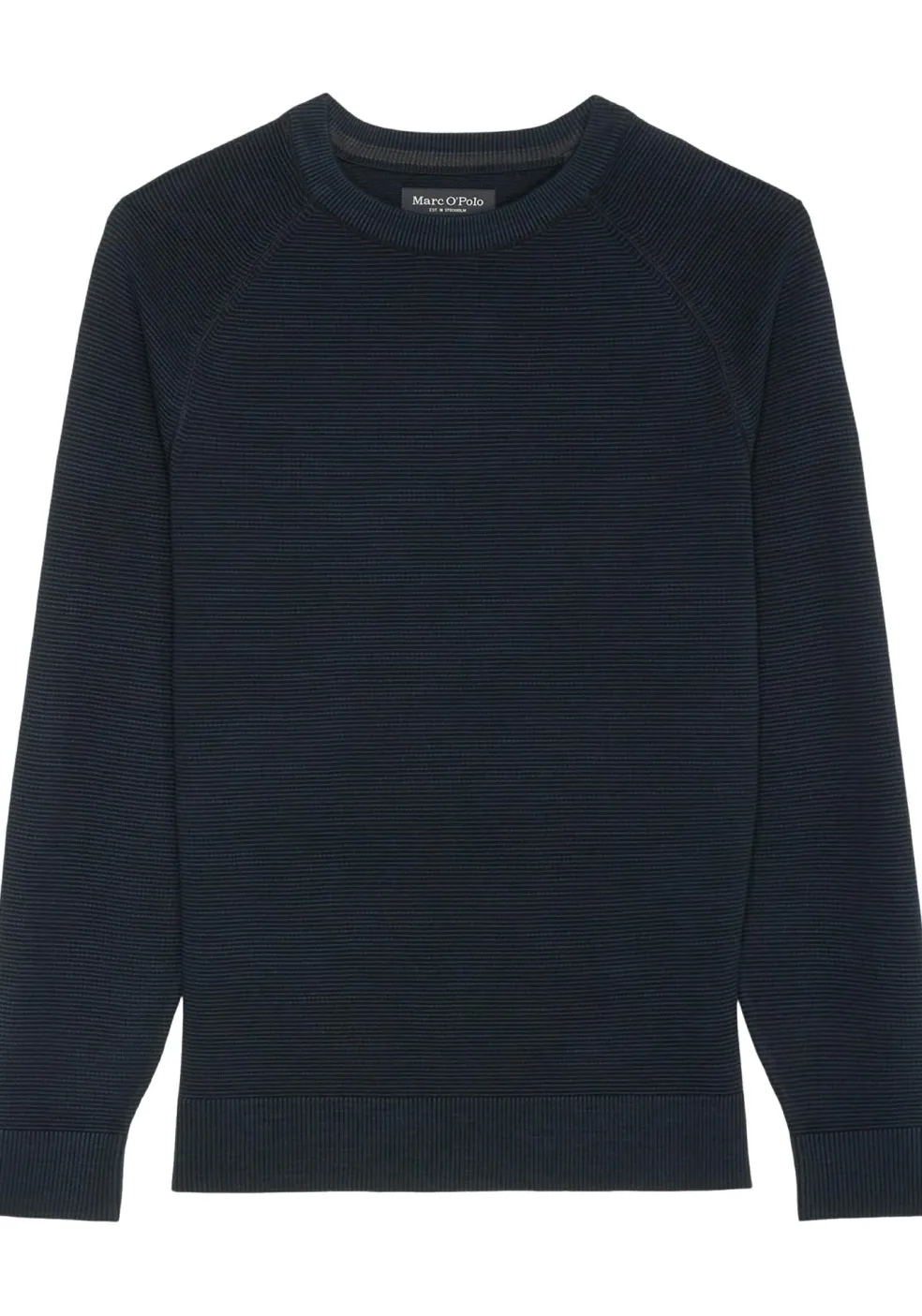 Marc O'Polo regular fit pullover, heren trui katoen met O-hals, donkerblauw (middeldik)