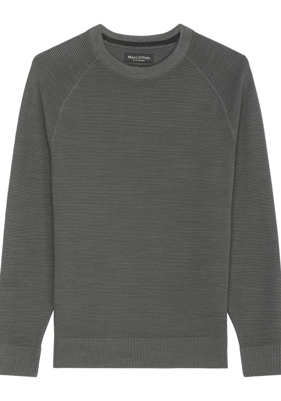 Marc O'Polo regular fit pullover, heren trui katoen met O-hals, grijs (middeldik)