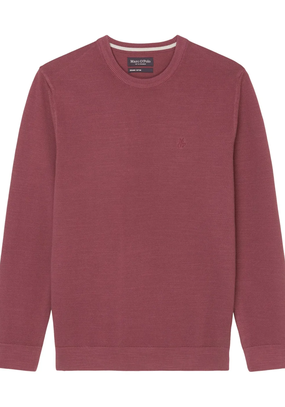 Marc O'Polo regular fit pullover, heren trui katoen met O-hals, mauve (middeldik)