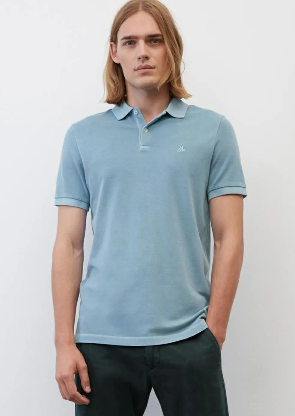 Marc O'Polo shaped fit polo, heren poloshirt, blauw