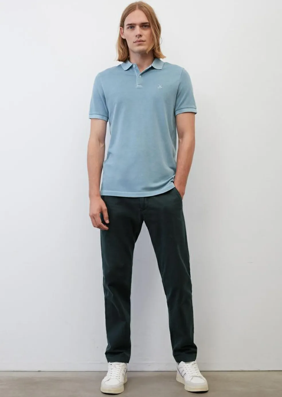 Marc O'Polo shaped fit polo, heren poloshirt, blauw
