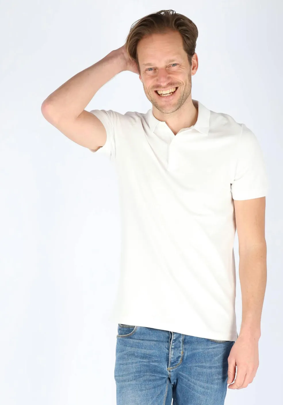 Marc O'Polo shaped fit polo, heren poloshirt, wit
